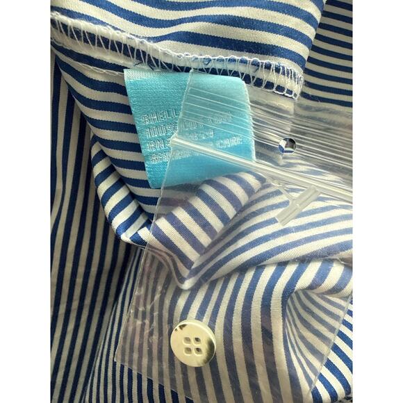 J. McLaughlin Millbury White & Navy Striped Poplin Dress Pockets Size Medium - Picture 9 of 11